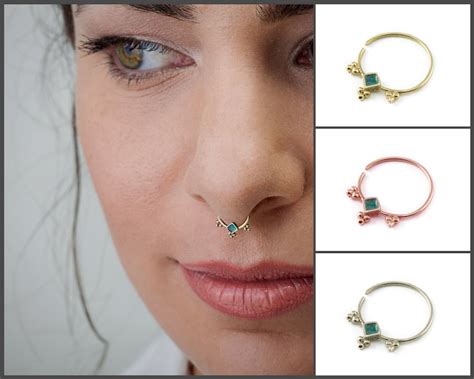 Dainty Septum Ring Solid Gold Septum Ring 14k Gold Septum Etsy