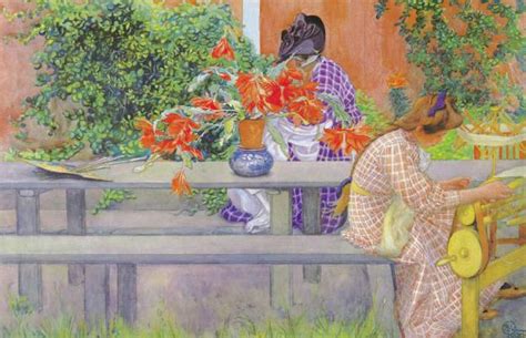 Karin And Brita With Cactus Carl Larsson 1909 Sweden Style Art