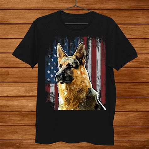 Patriotic German Shepherd American Flag Shirt Dog Shirt Teeuni