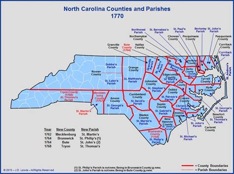 A Map Of The North Carolina Countries And Towns