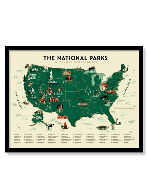 Us National Parks Map Poster Variant Usa Map Art National Parks