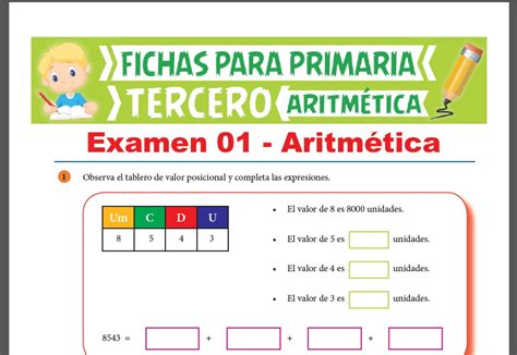 Exámenes De Aritmética Para Tercer Grado De Primaria Actividades