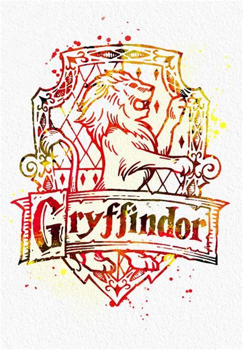 Gryffindor Harry Potter Hogwarts Emblem Watercolor Fine Art Print