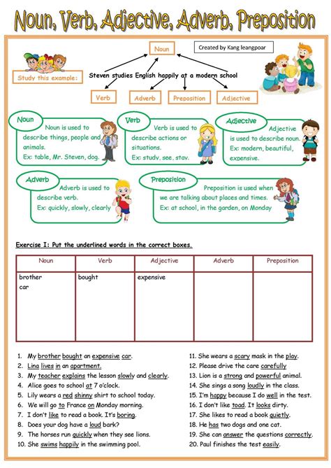 Nouns Verbs Adjectives Worksheet Education Template English Hot Sex Picture