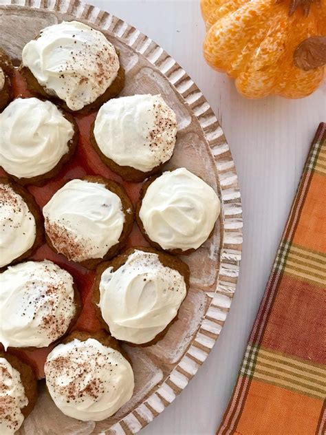 Pumpkin Cookies With Cream Cheese Frosting The Dizzy Cook