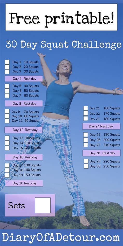 30 Day Squat Challenge With Targets For Each Day And Free Printable
