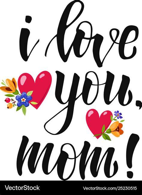 poster with lettering i love you mom royalty free vector