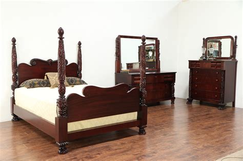 Mahogany bedroom set easy to maintain in pristine conditions because they are highly resistant to dirt and other external forces. SOLD - Empire Antique Acanthus Carved Mahogany Queen Size ...