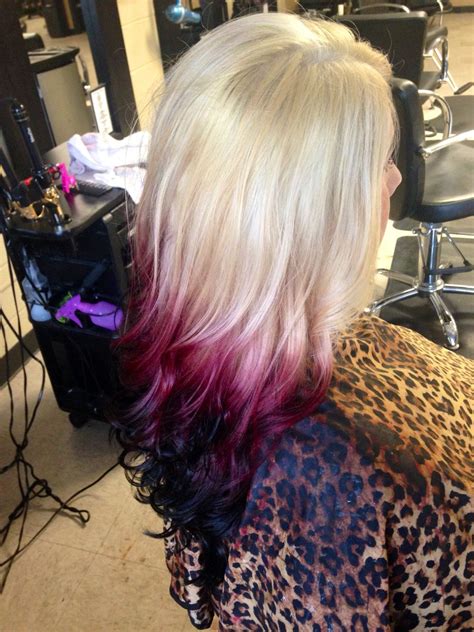 Blonde To Red Violet To Black Reverse Ombre Reverse