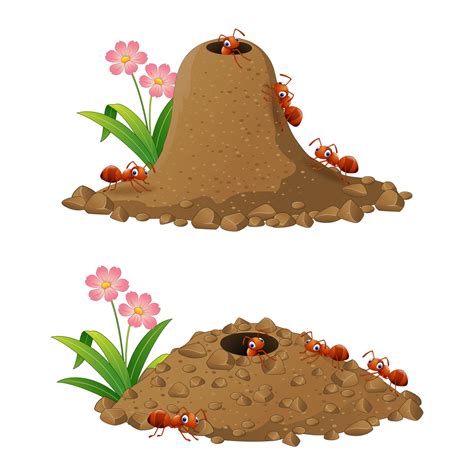 Cartoon Ants Colony And Ant Hill 12189454 Vector Art At Vecteezy