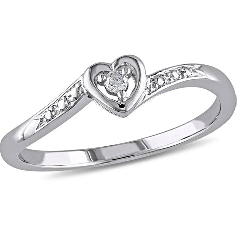 Miabella Diamond Accent Sterling Silver Heart Shaped Promise Ring