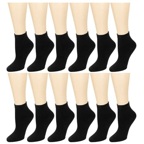 Falari 12 Pairs Assorted Colors Womens Ankle Socks Size 9 11 Black