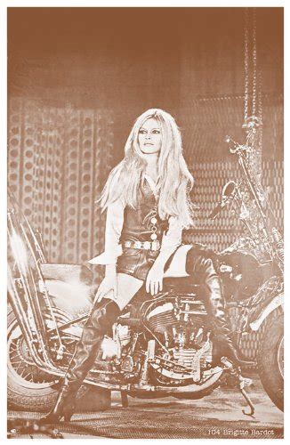 Brigitte Bardot On Harley Davidson Motorcycle 11 X 14 Sepia Poster