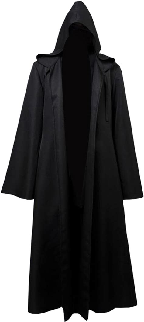 Cosplaybar Mens Hooded Cloak Robe Fancy Dress Black