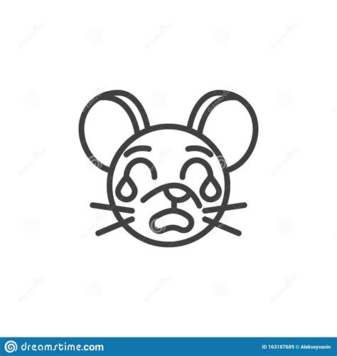 Loudly Crying Rat Emoticon Line Icon Stock Vector Illustration Of