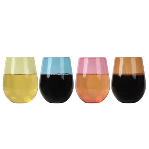 Lily S Home Unbreakable Poolside Acrylic Stemless Wine Glasses And Water Tumblers Made Of