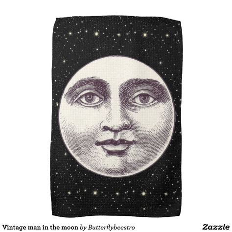 Vintage Man In The Moon Full Moon Face Kitchen Towel Zazzle Moon