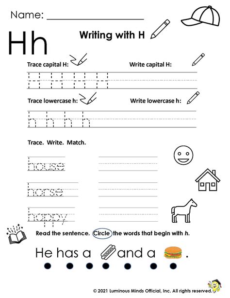 Reading Comprehension Worksheets Writing With H