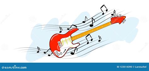 Electric Guitar With Music Notes Stock Illustration Illustration Of