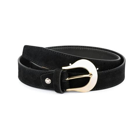 Buy Western Womens Black Suede Belt With Gold Buckle Leatherbelts