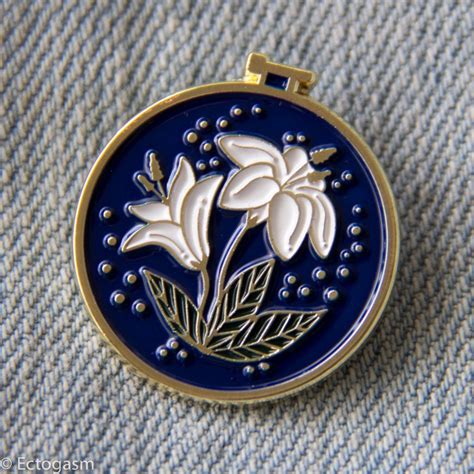 Nature Enamel Pin White Gold Flowers Sewing Brooch Button Etsy