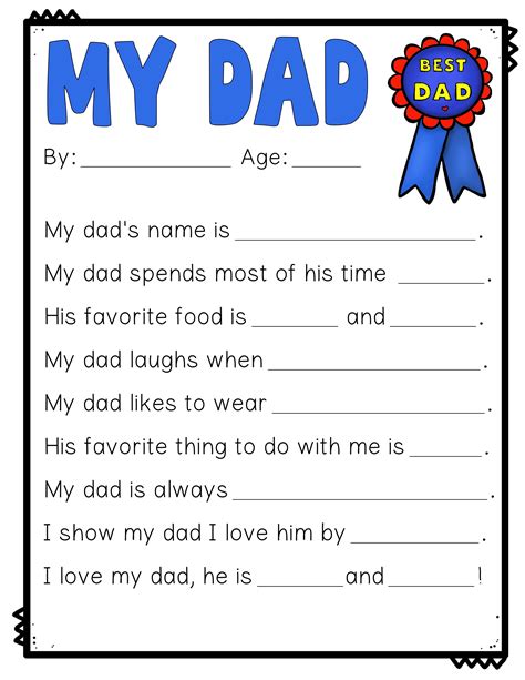 Fathers Day Writing Activity All About My Dad