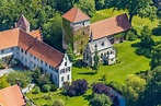 Luftbild Billerbeck - Wassergraben mit Wasserschloß Schloss Haus ...