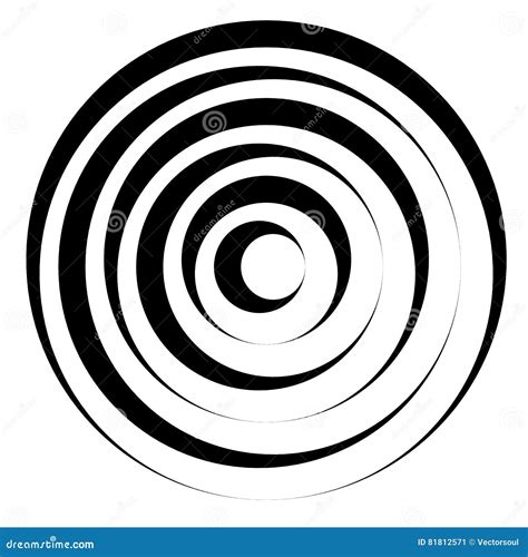 Concentric Circles W Dynamic Irregular Line Monochrome Abstract Stock