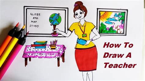 How To Draw A Teacher Easy Cute Teacher Drawing Teachers Day Card