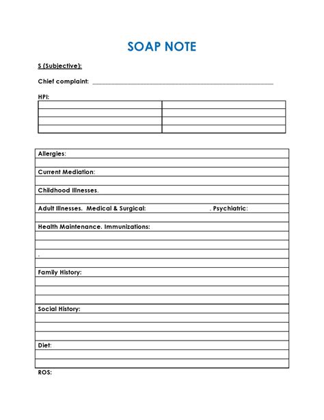 printable blank soap note template printable free templates