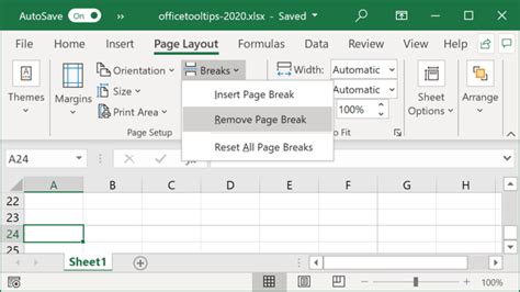 Adding And Removing Page Breaks Microsoft Excel 365