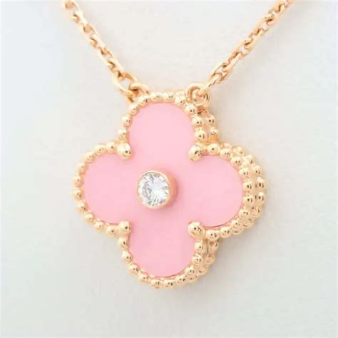 VAN CLEEF Arpels Vintage Alhambra Diamond Sable Necklace 750 PG 6 1g