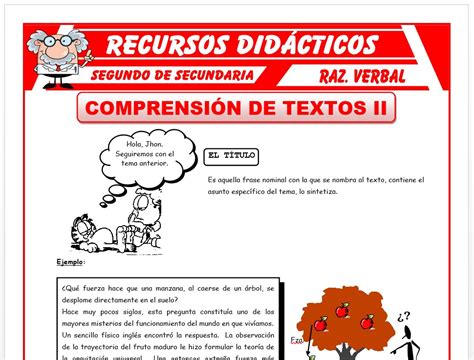 Ejercicios de Comprensión de Textos para Segundo de Secundaria 2023