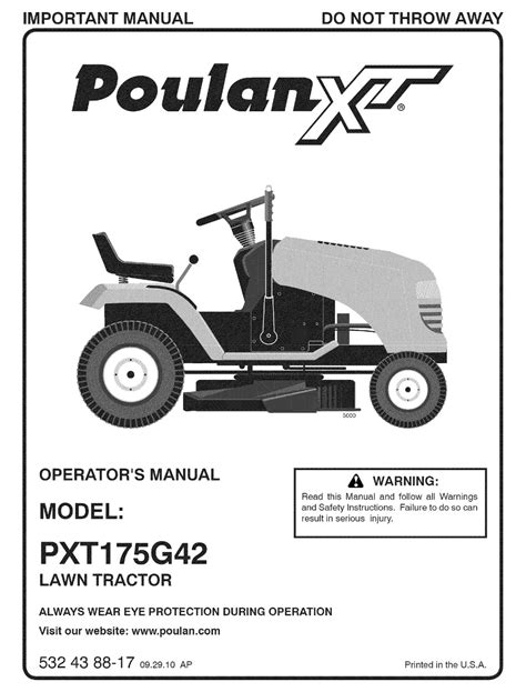Poulan Pro Xt Pxt175g42 Operators Manual Pdf Download Manualslib