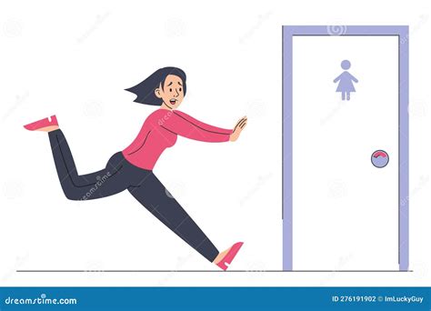 Woman With Diarrhea Running To The Toilet Door Stock Vector