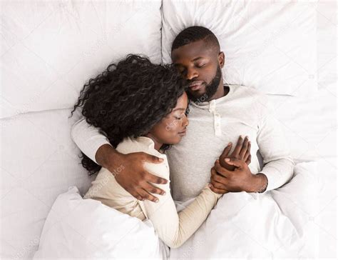 Top View Of African American Couple Sleeping Together In Bed Stock Phot Ad African A