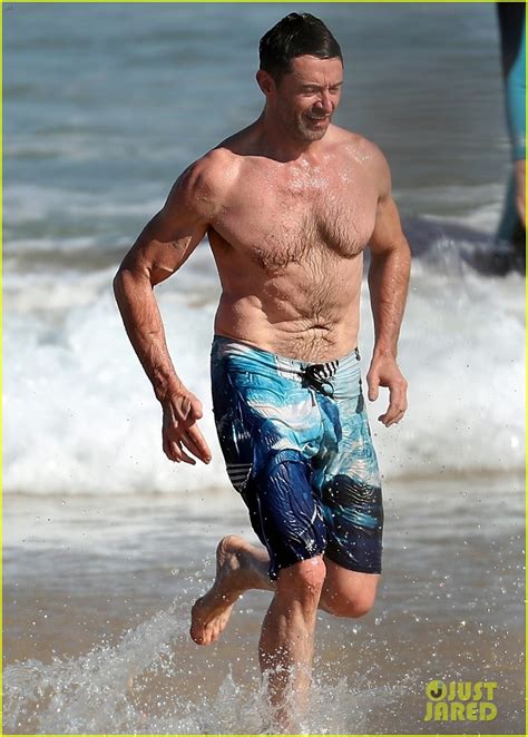 Hugh Jackman Goes Shirtless For Swim In The Ocean Photo 4329483