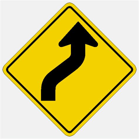 Curves Ahead To Right Symbol W1 4r 30 Reflective Warning Sign