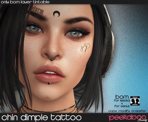 Second Life Marketplace Peekaboo Chin Dimple Tattoo Lelutka And Genus