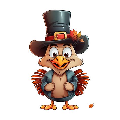 happy thanksgiving greeting card happy cartoon turkey in pilgrim hat turkey bird png
