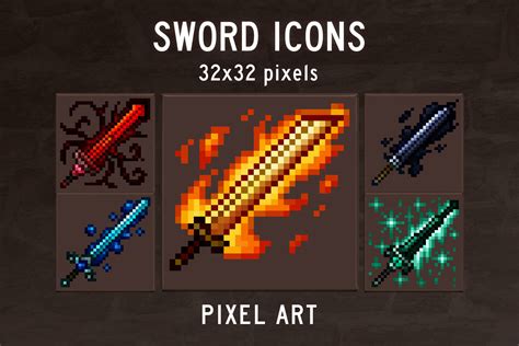 48 Sword RPG Icons Pixel Art By Free Game Assets GUI Sprite Tilesets