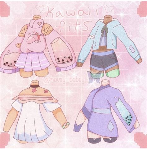 Naveybabey Kawaii Fit Drawing Anime Clothes Art Clothes Cute Art