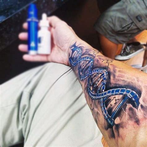Wrist Mens Dna Blue Double Helix Tattoo Design Inspiration Dna Tattoo