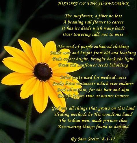History Of The Sunflower Nature Poems Nature Poem Poems Famous Poems