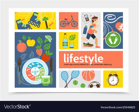 Flat Healthy Lifestyle Infographic Concept Vector Image