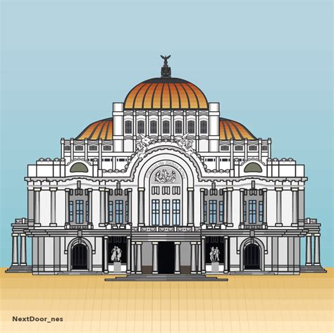 Ilustración Vectorial Iconos De La Cdmx Palacio De Bellas Artes City
