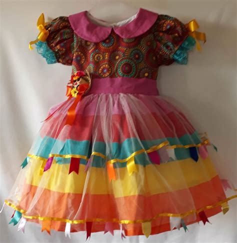 Vestido Infantil De Festa Junina Fashion Colorido Elo7