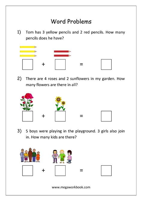 Kindergarten Word Problems Worksheets