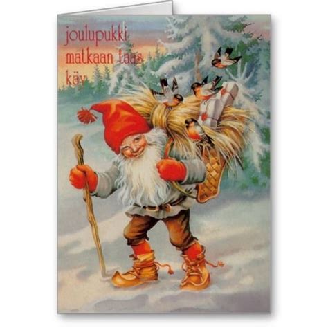 Vintage Finnish Joulupukki Christmas Card Zazzle Norwegian