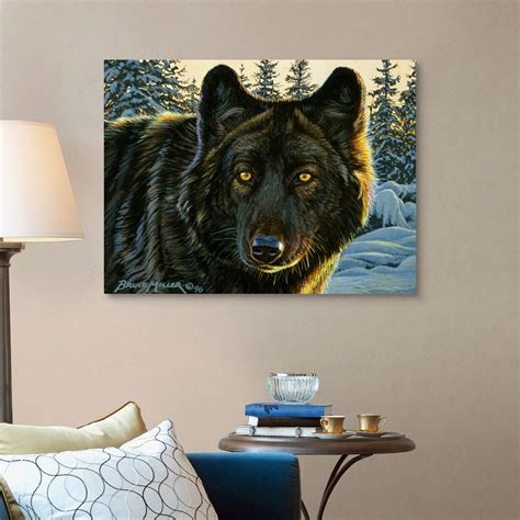 Black Wolf Canvas Wall Art Print Wolf Home Decor Ebay